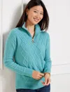 Talbots Cable Knit Half-zip Sweater - Blue Haze - X