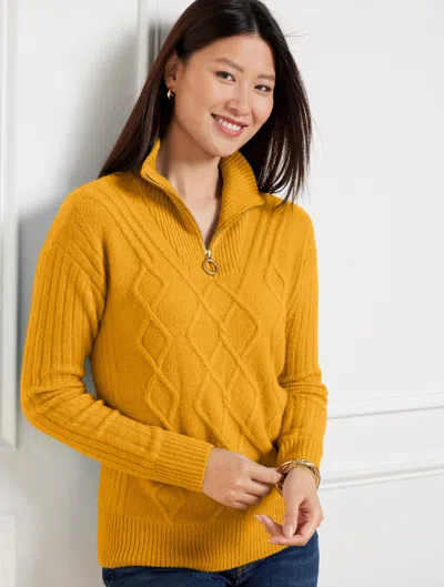 Talbots Cable Knit Half-zip Sweater - Golden Maize - 1x