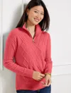 Talbots Cable Knit Half-zip Sweater - Holly Berry - 3x