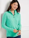 Talbots Cable Knit Half-zip Sweater - Soft Jade - 2x