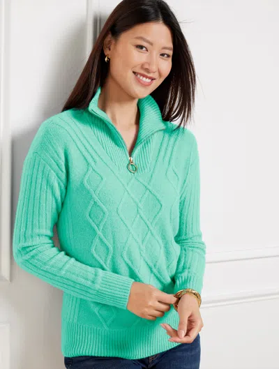 Talbots Cable Knit Half-zip Sweater - Soft Jade - 2x
