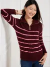 Talbots Plus Petite - Cable Knit Half-zip Sweater - Stripe - Rich Burgundy/moonlight M - 3x  In Rich Burgundy,moonlight M
