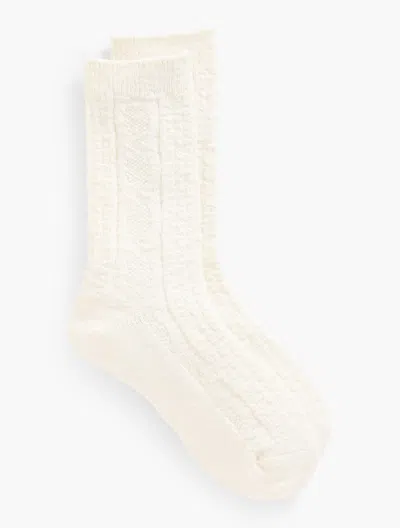 Talbots Cable Knit Short Boot Socks - Ivory - 001  In White
