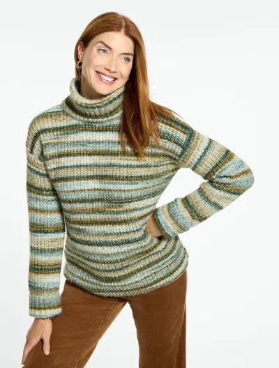 Talbots Cable Knit Turtleneck Sweater - Space Dyed - Woodland Dove - Xs