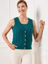 Talbots Cable Knit V-neck Sweater Vest - Dark Teal - 3x