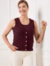 Talbots Cable Knit V-neck Sweater Vest - Rich Burgundy - 1x