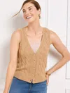 Talbots Cable Knit V-neck Sweater Vest - Toasted Coconut - 2x
