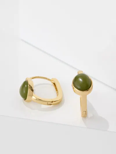 Talbots Cabochon Hoop Earrings - Deep Forest/gold - 001  In Deep Forest,gold