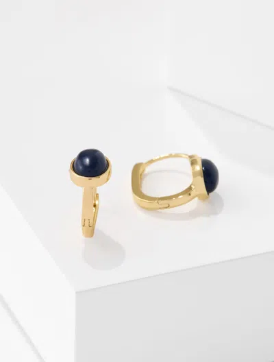 Talbots Cabochon Hoop Earrings - Indigo/gold - 001  In Indigo,gold