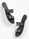 Talbots Camy Eyelet Nappa Slides - Blue - 8m  In Blue