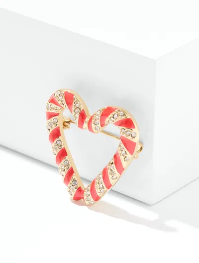 Talbots Candy Cane Heart Brooch - Red/gold - 001  In Red,gold
