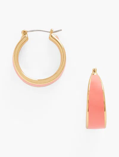Talbots Candy Coated Classic Hoop Earrings - Radiant Coral/gold - 001  In Pink