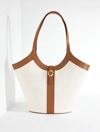 Talbots Canvas Diamond Tote - White/havana Tan - 001