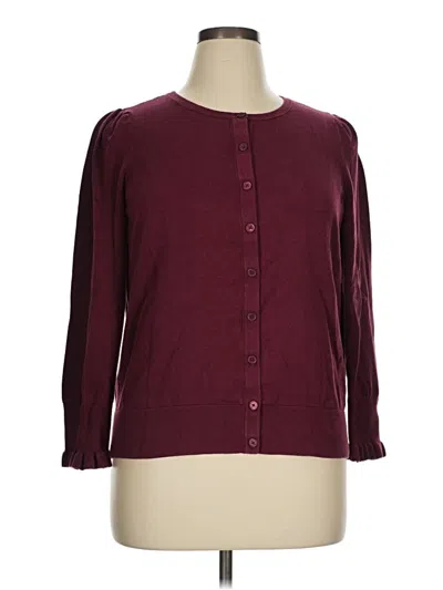 Pre-owned Talbots Cardigan Sweater In Burgundy
