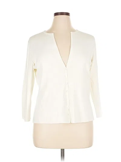 Pre-owned Talbots Cardigan Sweater In White