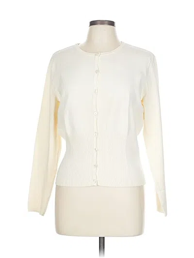 Pre-owned Talbots Cardigan Sweater In White