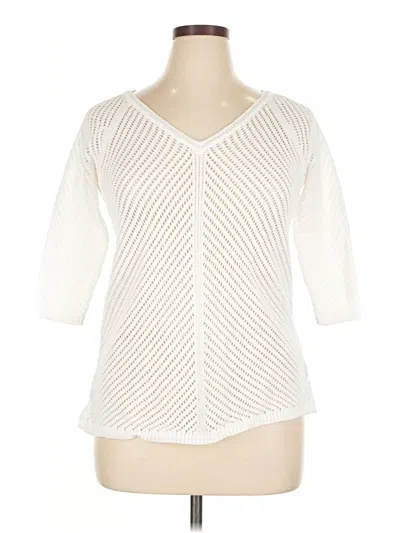 Pre-owned Talbots Cardigan Sweater In White