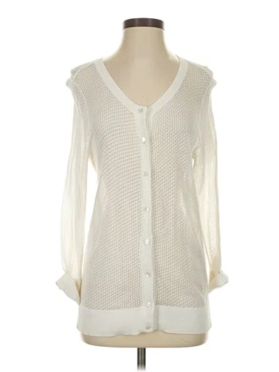 Pre-owned Talbots Cardigan Sweater In White