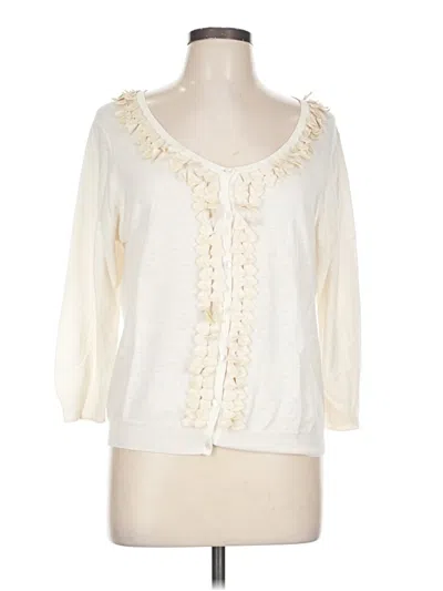 Pre-owned Talbots Cardigan Sweater In White