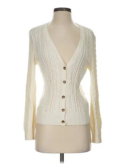 Pre-owned Talbots Cardigan Sweater In White