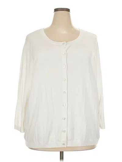 Pre-owned Talbots Cardigan Sweater In White