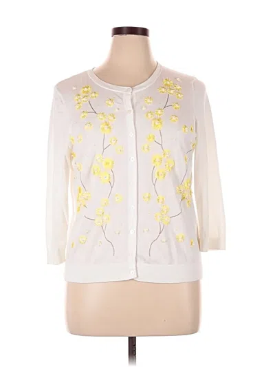 Pre-owned Talbots Cardigan Sweater In White