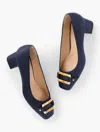 Talbots Carlye Bamboo Block Heel Pumps - Shimmer Raffia - Blue - 11m  In Blue