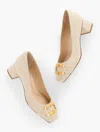 Talbots Carlye Bamboo Buckle Linen Pumps - Fawn - 10m  In Fawn