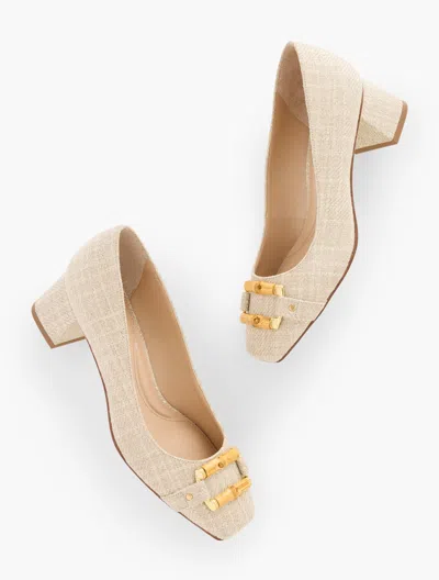 Talbots Carlye Bamboo Buckle Linen Pumps - Fawn - 10m