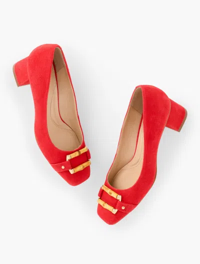 Talbots Carlye Bamboo Buckle Suede Pumps - Red Pepper - 10m