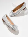 Talbots Carrington Quilted Nappa Ballet Flats - Metallic - Silver - 11m  In Silver