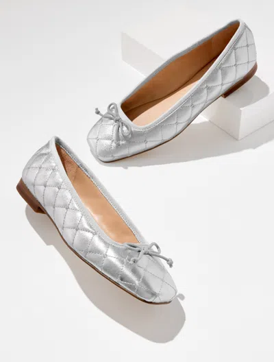 Talbots Carrington Quilted Nappa Ballet Flats - Metallic - Silver - 11m
