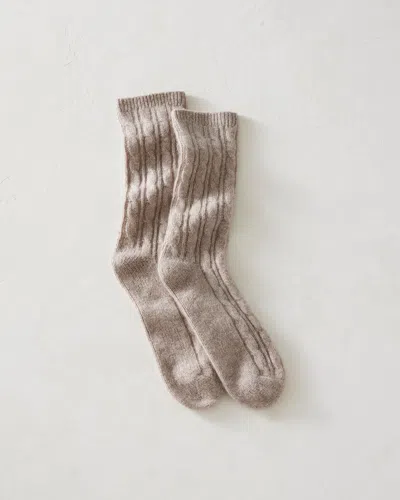 Talbots Cashmere Blend Cable Knit Socks - Brown Sugar - 001