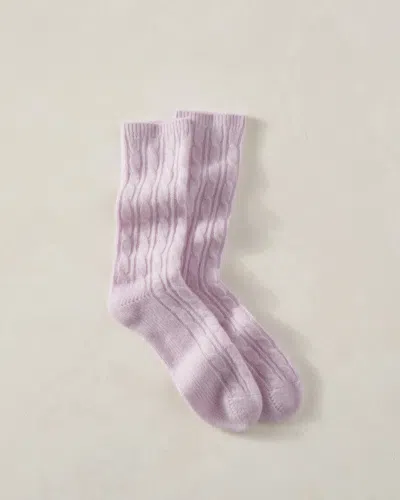Talbots Cashmere Blend Cable Knit Socks - Lavender - 001