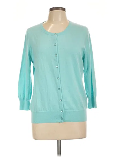 Pre-owned Talbots Cashmere Cardigan Sweater In Teal