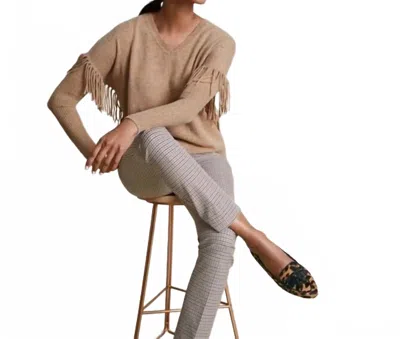 Talbots Cashmere Donegal Fringe Sweater In Beige In Nude