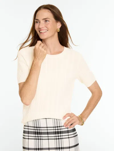 Talbots Cashmere Ribbed Crewneck Sweater Pullover - Ivory - Xs