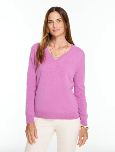 Talbots Cashmere V-neck Sweater - Cone Flower Heather - Xs  In Pink