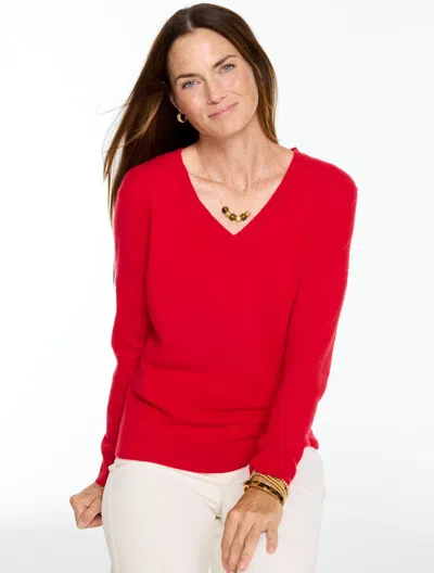 Talbots Cashmere V-neck Sweater - Red - Xs