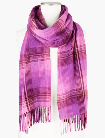 Talbots Cashmere Waterweave Scarf - Frosty Plaid - Heliotrope - 001