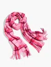 Talbots Cashmere Waterweave Scarf - Merry Plaid - Pink Petal - 001