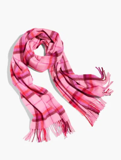 Talbots Cashmere Waterweave Scarf - Merry Plaid - Pink Petal - 001