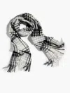 Talbots Cashmere Waterweave Scarf - Serene Plaid - Grey Sky - 001  In Gray