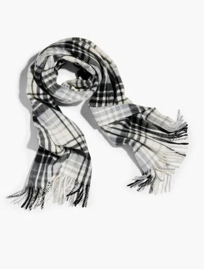 Talbots Cashmere Waterweave Scarf - Serene Plaid - Grey Sky - 001  In Gray