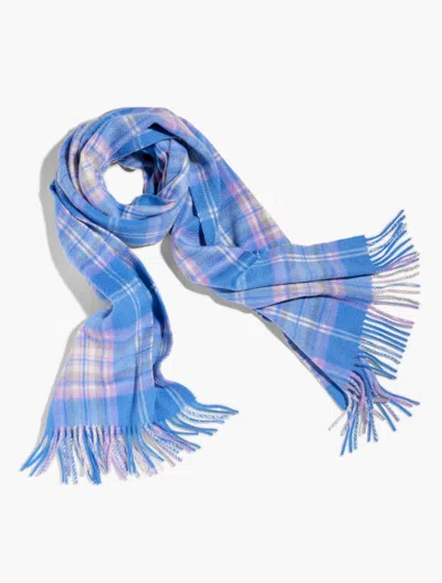 Talbots Cashmere Waterweave Scarf - Yuletide Plaid - Vista Blue - 001