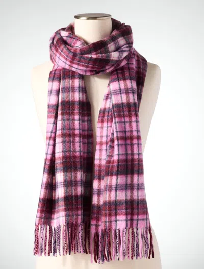 Talbots Cashmere Waterweave Scarf - Fabulous Plaid - Dark Blush - 001