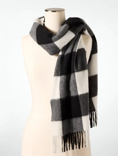Talbots Cashmere Waterweave Scarf - Grand Buffalo - Ivory/black - 001  In Ivory,black