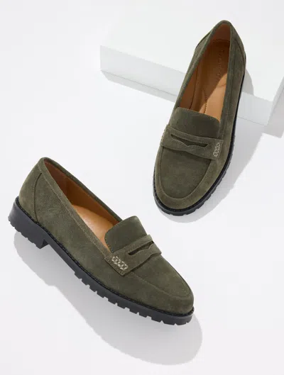 Talbots Cassidy Suede Loafers - Deep Olive Green - 5m