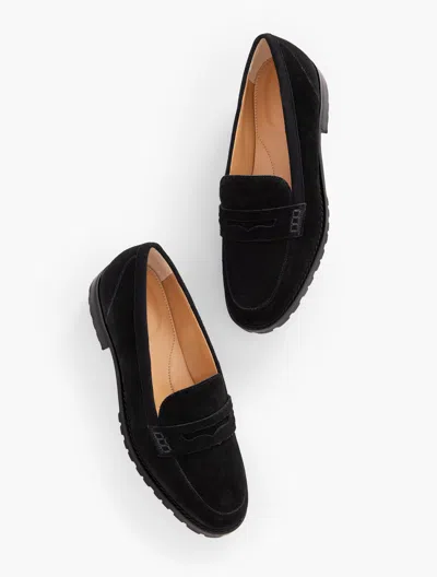 Talbots Cassidy Suede Penny Loafers - Black - 11m