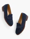 Talbots Cassidy Suede Penny Loafers - Blue - 11m  In Blue